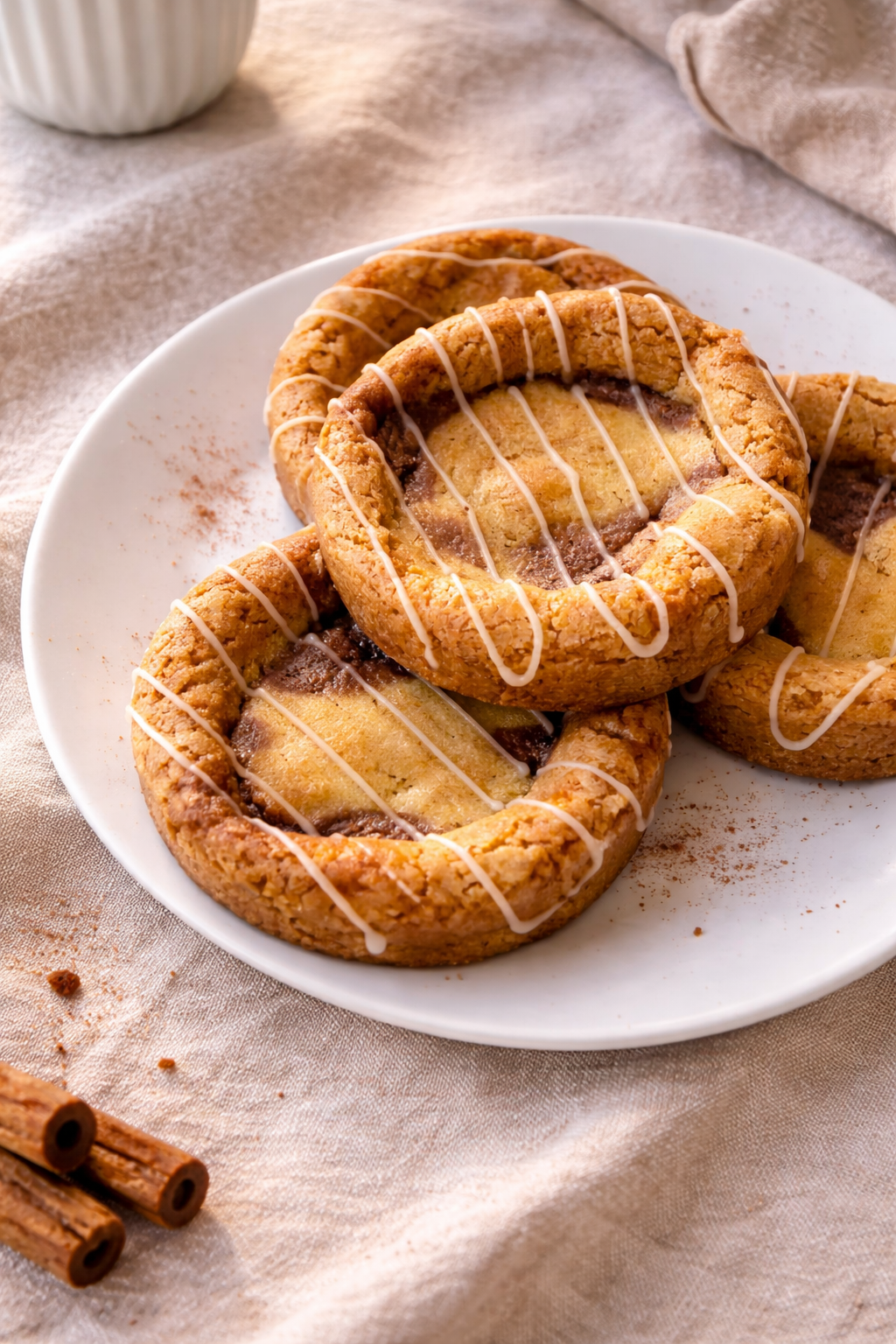 Cookie cinnamon roll sur assiette
