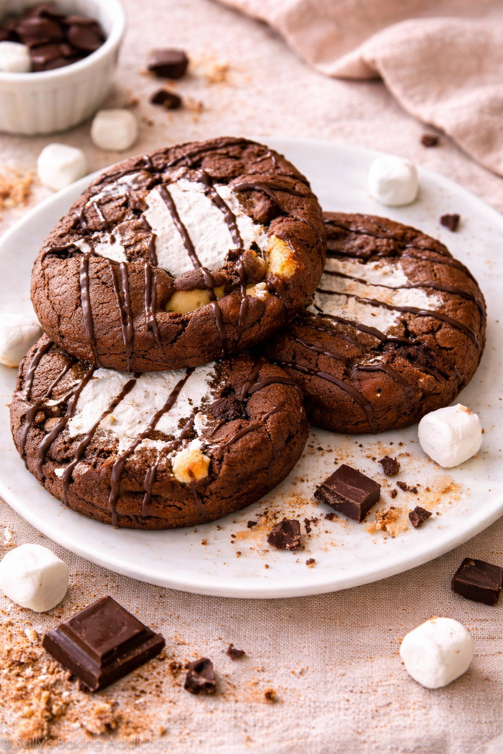 Cookies S’Mores - chocolat sur assiette