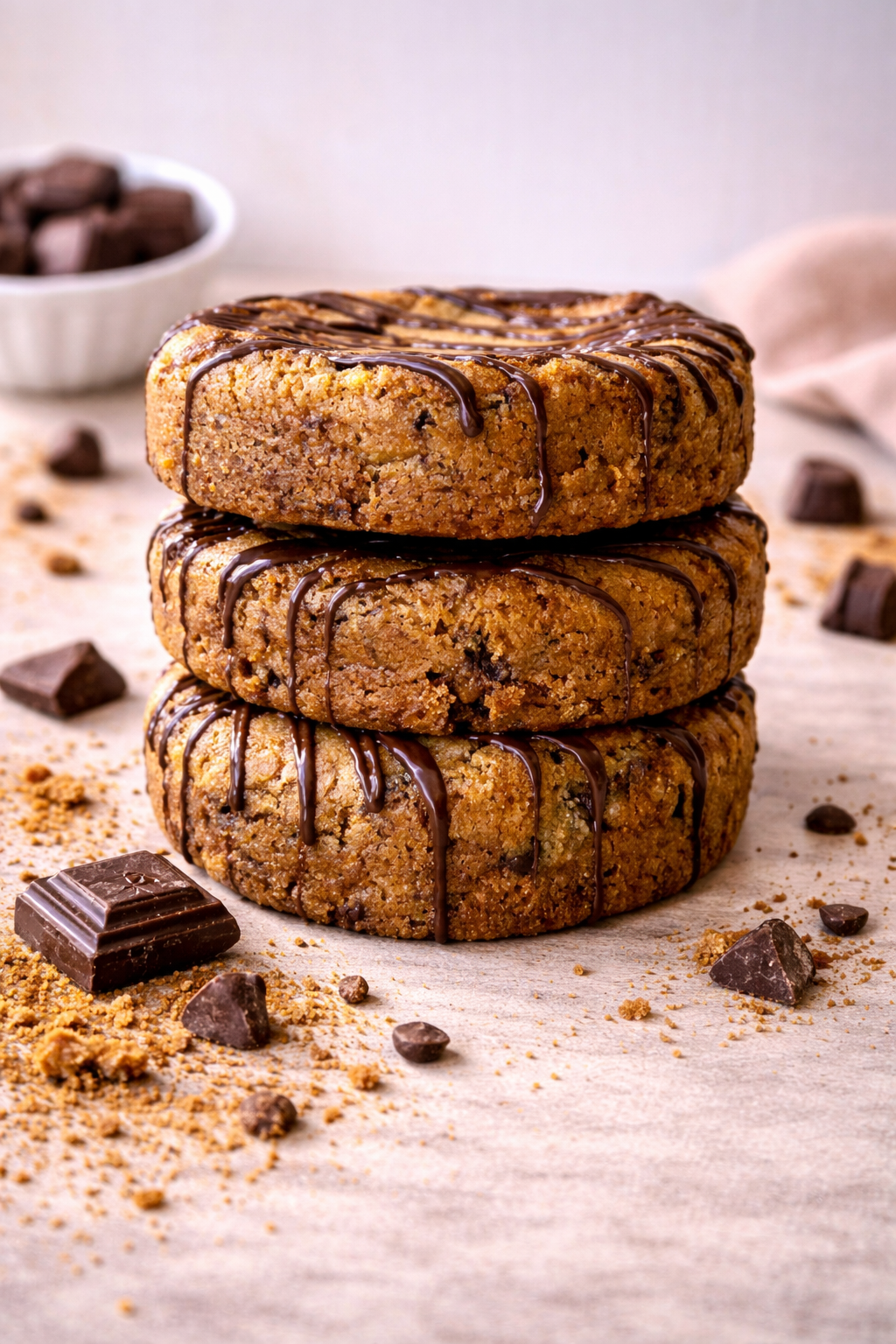 Cookies aux pépites de chocolat empilés